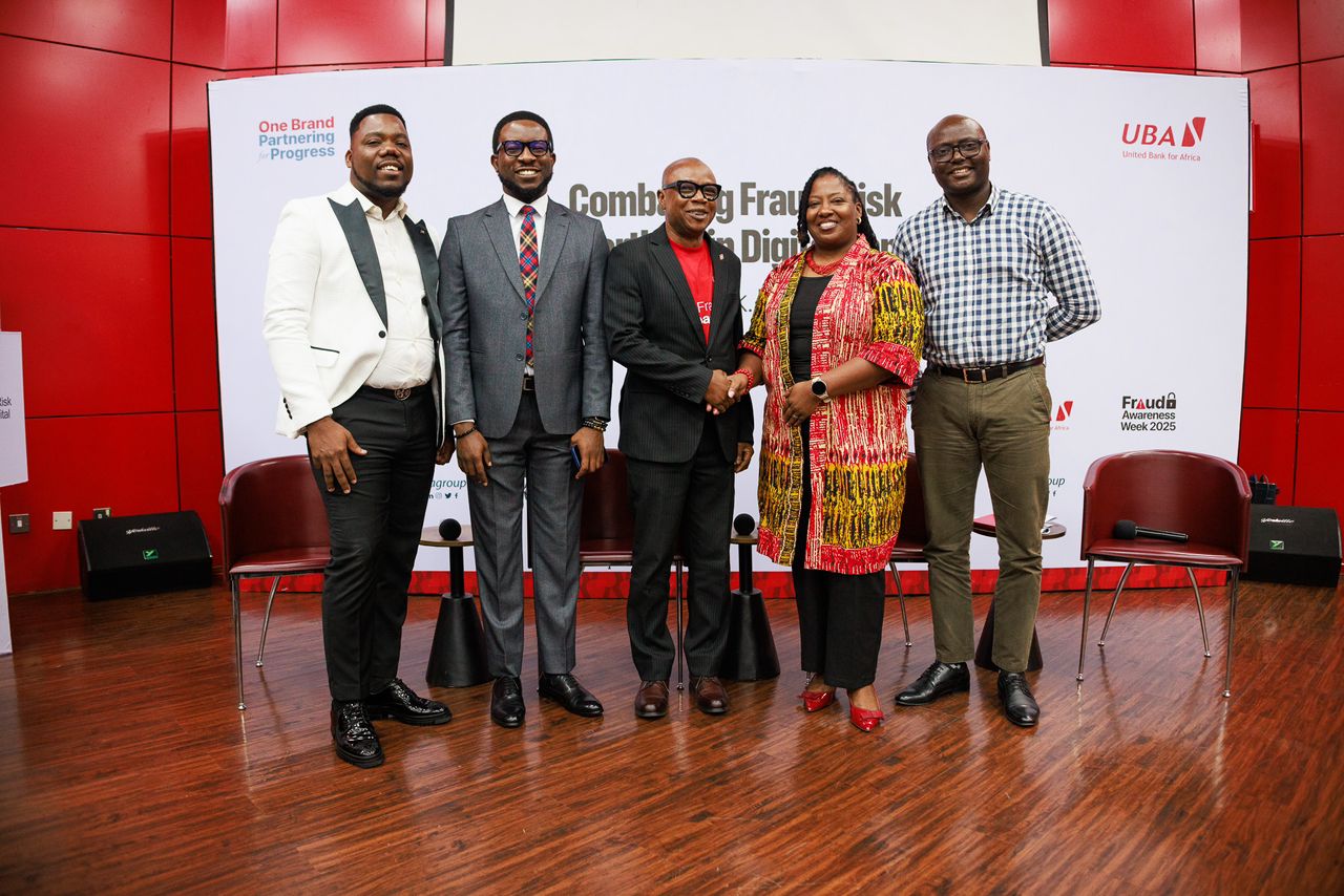 l-r: Senior Compliance Manager, West & Central Africa, Yellow Card, Bright Anyanwu; Director, Consulting, Forvis Mazars, Fiyinfolu Okedare; Chief Internal Auditor, United Bank for Africa (Plc), Kayode Ajayi; Chief Audit Executive, Energy & Renewable Sector and Technical Officer, Lekki Concession Company, Adebayo Adebesin, during UBA Fraud Awareness Week, themed: ‘Combating Fraud- Risk &Cybertheft in Digital Banking, held at the UBA House, Marina on 21 November