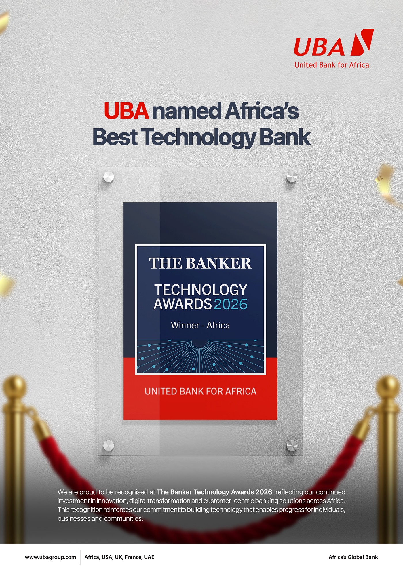UBA Wins Prestigious 2026 Banker Technology Award for AI Innovation, Unveils Upgraded RedApp