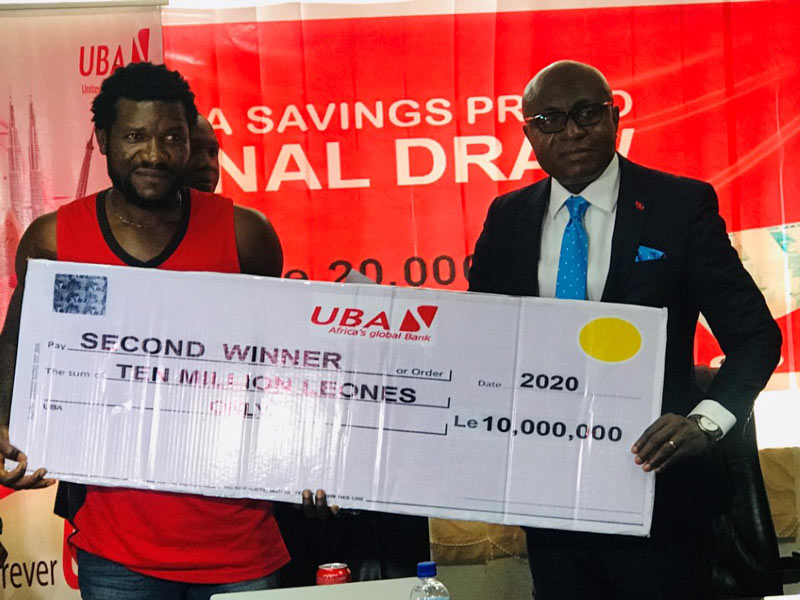 UBA sierra leone presents two thousand dollars to winner of savings promo