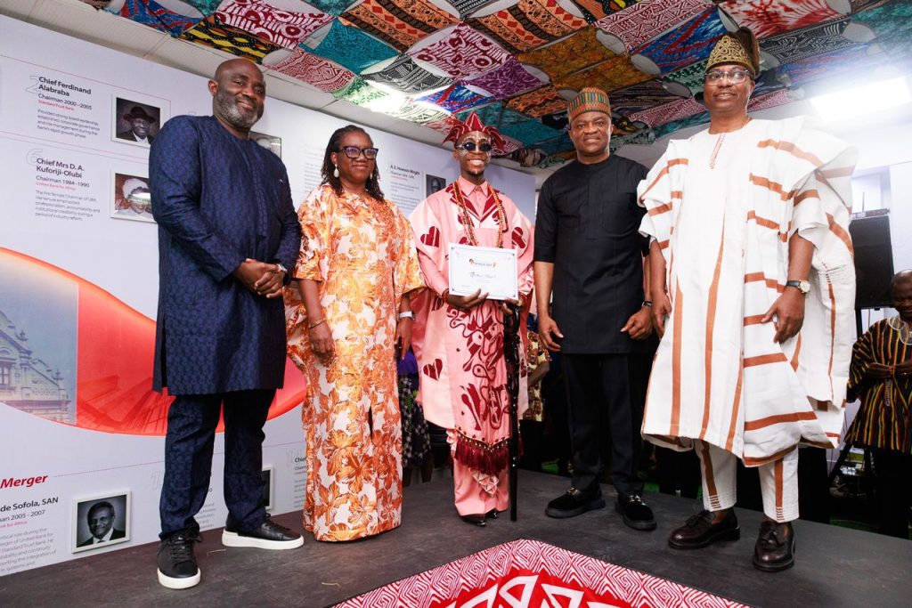 l-r: Group Executive, Treasury and Financial Institutions, United Bank for Africa (UBA), Samuel Ocheho; Chief Risk Officer, Awele Ajibola; Winner, Modern African Muse, UBA Africa Day 2026 and Staff, Temitayo Abayomi; Group Managing Director/CEO, UBA, Oliver Alawuba and Executive Director Designate, Corporate Banking, Tosin