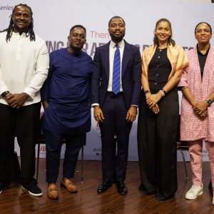 L-R: Co-founder and Chief Executive Officer of Chowdeck, Femi Aluko; Rapper and Entrepreneur, M.I Abaga; Head Segment/Channel Marketing, UBA, Olufemi Osobajo; Venture Capitalist/ Co-founder, Octerra Capital, Ashim Egunjobi and Founder, Lumination Global Network during the UBA Small Medium Enterprise (SME) Business Series, themed ‘,"Building for Africa's Realities: Turning Consumer Feedback into Technology-Driven Solutions," ’held at UBA house, Marina, Lagos, on Thursday